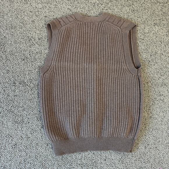 Lands End Drifter Modern Cable V Neck Wool Sweater Vest US Women's L - Picture 2 of 5